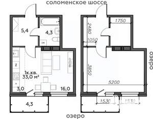 1-к квартира, строящийся дом, 33м2, 10/25 этаж