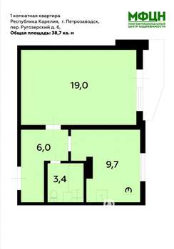 1-к квартира, вторичка, 39м2, 1/5 этаж
