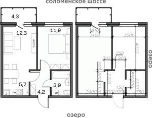 2-к квартира, строящийся дом, 42м2, 16/21 этаж