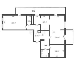 4-к квартира, вторичка, 110м2, 14/15 этаж