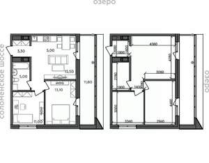 3-к квартира, строящийся дом, 65м2, 8/14 этаж