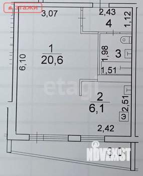 Студия квартира, вторичка, 32м2, 9/15 этаж