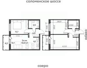 2-к квартира, строящийся дом, 42м2, 11/25 этаж