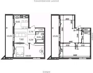 2-к квартира, строящийся дом, 61м2, 8/9 этаж