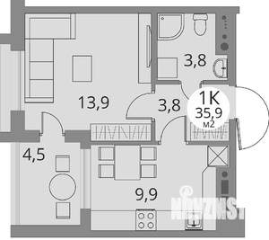 1-к квартира, вторичка, 37м2, 7/10 этаж