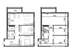 3-к квартира, строящийся дом, 64м2, 6/17 этаж