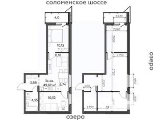 3-к квартира, строящийся дом, 50м2, 3/21 этаж