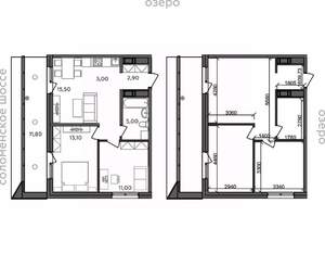 3-к квартира, строящийся дом, 64м2, 2/14 этаж