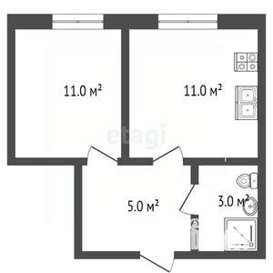 2-к квартира, вторичка, 30м2, 3/5 этаж