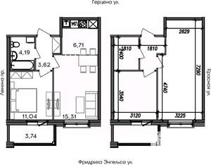 2-к квартира, строящийся дом, 45м2, 5/8 этаж