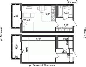 1-к квартира, строящийся дом, 34м2, 6/17 этаж