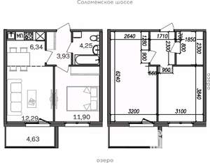 2-к квартира, строящийся дом, 43м2, 2/9 этаж