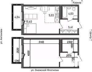 1-к квартира, строящийся дом, 34м2, 16/17 этаж