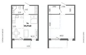 1-к квартира, строящийся дом, 34м2, 5/14 этаж
