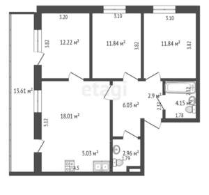 4-к квартира, вторичка, 89м2, 7/7 этаж