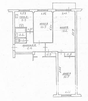3-к квартира, вторичка, 59м2, 5/5 этаж