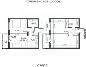 2-к квартира, строящийся дом, 43м2, 18/21 этаж
