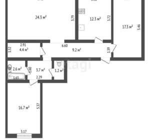 3-к квартира, вторичка, 92м2, 3/5 этаж