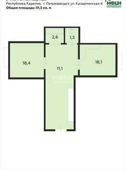 2-к квартира, вторичка, 52м2, 5/5 этаж