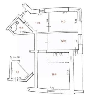 3-к квартира, вторичка, 85м2, 2/5 этаж