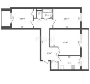 3-к квартира, вторичка, 65м2, 1/9 этаж