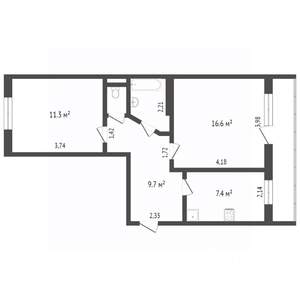 2-к квартира, вторичка, 49м2, 1/5 этаж