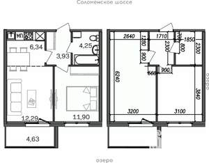 2-к квартира, строящийся дом, 43м2, 6/9 этаж