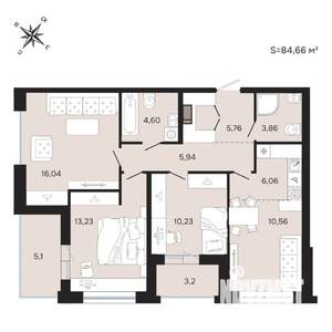 3-к квартира, вторичка, 85м2, 15/25 этаж