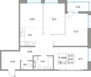 4-к квартира, вторичка, 86м2, 4/7 этаж