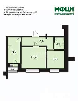 2-к квартира, вторичка, 44м2, 4/9 этаж