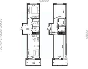 2-к квартира, строящийся дом, 48м2, 4/14 этаж