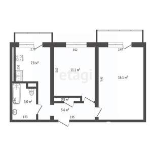 2-к квартира, вторичка, 46м2, 5/5 этаж
