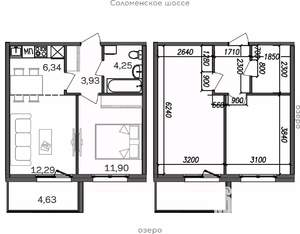 2-к квартира, строящийся дом, 43м2, 3/9 этаж