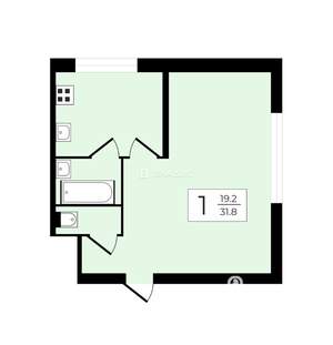 1-к квартира, вторичка, 32м2, 5/5 этаж