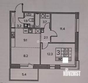 3-к квартира, вторичка, 57м2, 5/5 этаж