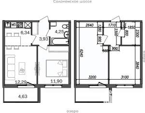 2-к квартира, строящийся дом, 43м2, 7/9 этаж