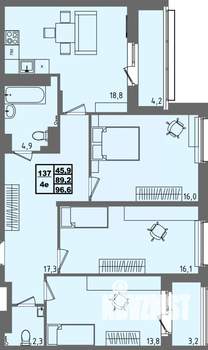 3-к квартира, вторичка, 97м2, 4/4 этаж