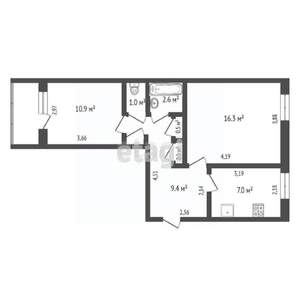 2-к квартира, вторичка, 50м2, 5/5 этаж