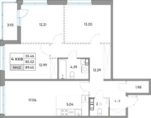 4-к квартира, вторичка, 89м2, 5/7 этаж