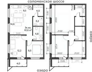 3-к квартира, строящийся дом, 62м2, 19/25 этаж
