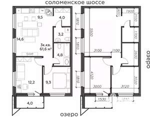 3-к квартира, строящийся дом, 62м2, 21/25 этаж