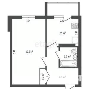 1-к квартира, вторичка, 35м2, 7/9 этаж