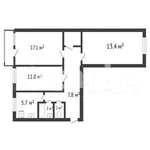 3-к квартира, вторичка, 60м2, 5/5 этаж