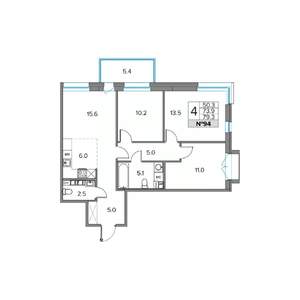 4-к квартира, вторичка, 79м2, 2/5 этаж