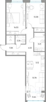 3-к квартира, вторичка, 71м2, 2/7 этаж