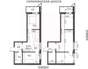 3-к квартира, строящийся дом, 49м2, 19/25 этаж