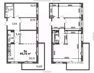 3-к квартира, строящийся дом, 94м2, 3/9 этаж