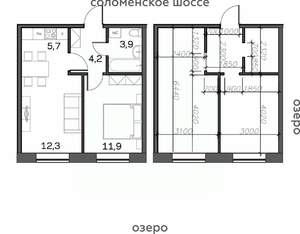 2-к квартира, строящийся дом, 38м2, 1/21 этаж