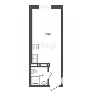 Студия квартира, вторичка, 21м2, 2/21 этаж