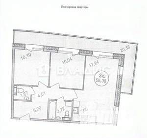 3-к квартира, вторичка, 79м2, 3/12 этаж